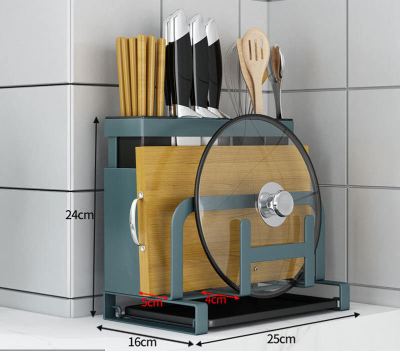 Multi-purpose Pot Cover Cutting Board Storage Rack Chopsticks Spoon Knives