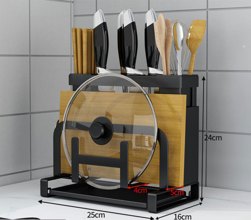 Multi-purpose Pot Cover Cutting Board Storage Rack Chopsticks Spoon Knives